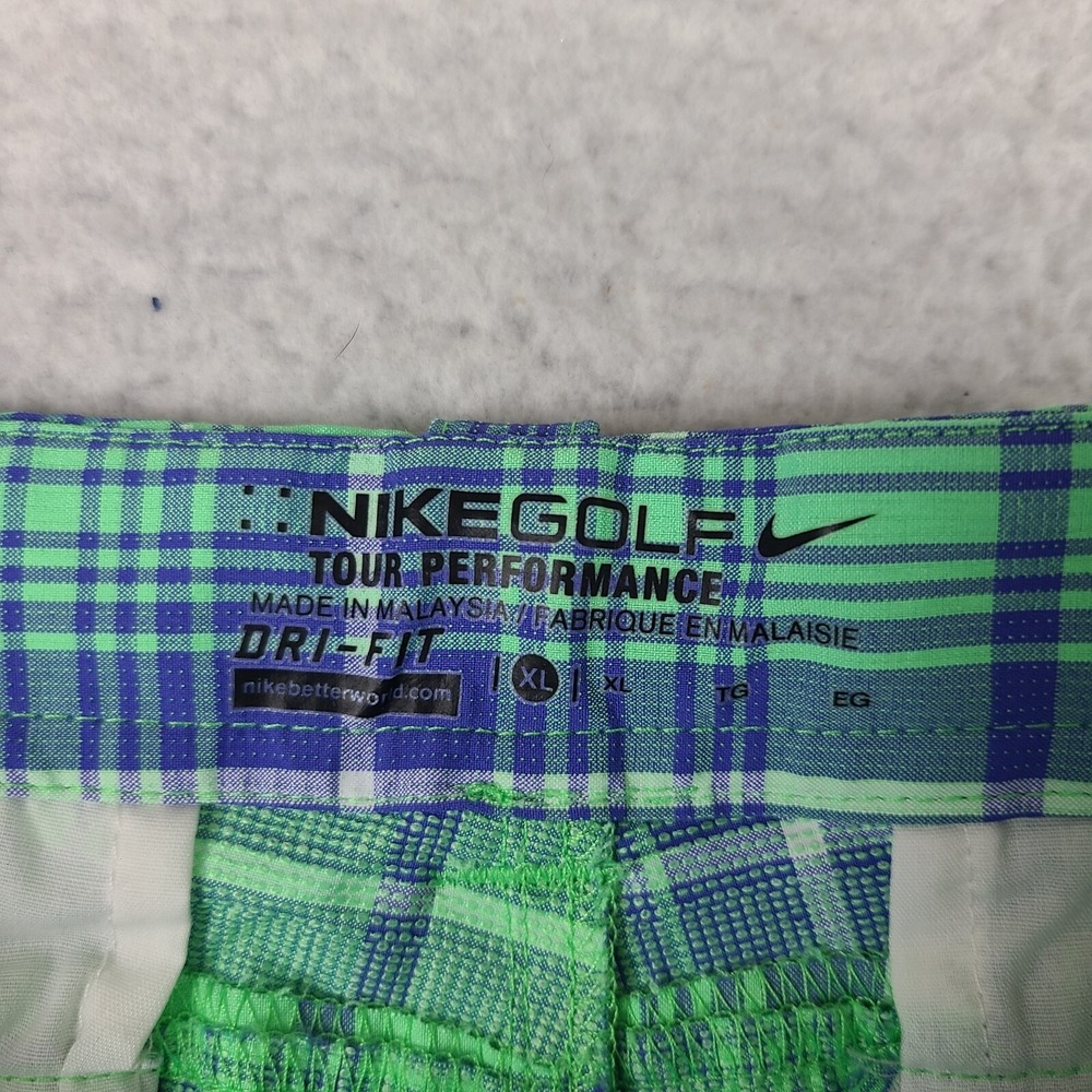 Nike Shorts Boys XL Blue Green Plaid 11" Dri Fit Tour Performance Golf Chino - Picture 9 of 14